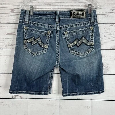 Pantalones Cortos Miss Me Mujer 27 Azul Novio Adornado Midise Relajado Punto Grueso Foto 1 de 4