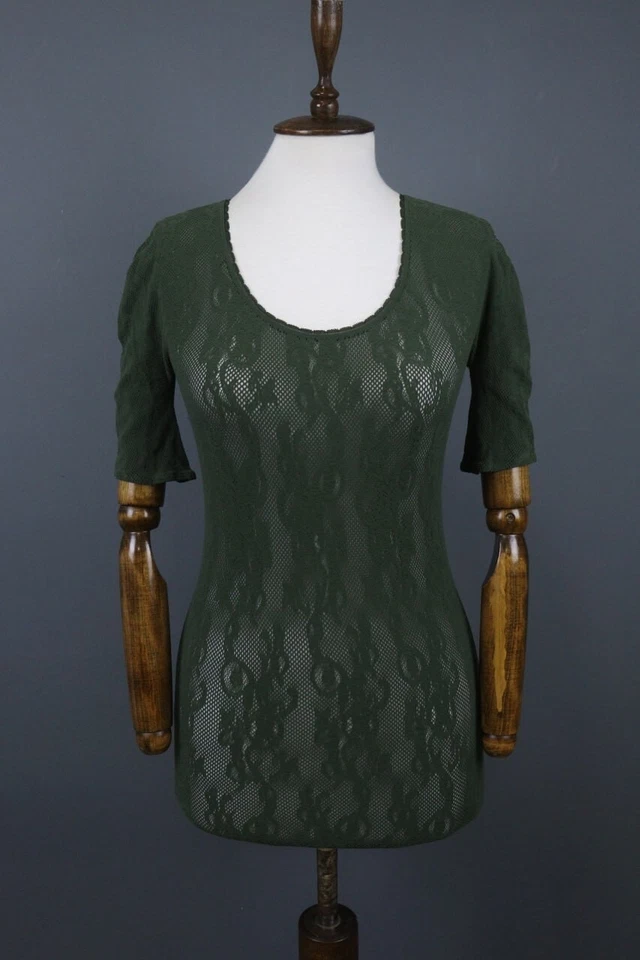 Top transparente cómodo elástico manga corta verde Wolford Foto 1 de 4