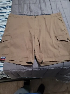 NWT Chaps Mens 52 Stretch Big and Tall 10" Inseam Tan Teak Cargo Shorts - Image 1 of 4