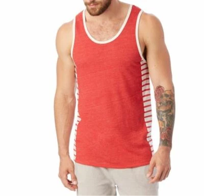 Альтернативная одежда красный морской Eco-Jersey боковая панель в полоску Майка SZ XL новый - Изображение 1 из 4