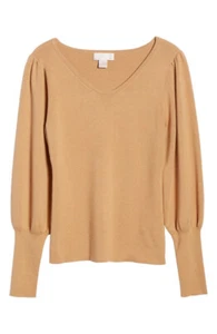 Rachel Parcell 🌻 XL 🌻 Juliet Sleeve Sweater Tan NEU AUTH 🌻 #B194 - Bild 1 von 2