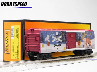 MTH 71196 RAILKING NORTH POLE BOXCAR W/BLINKING LEDs santa reindeer 30-71196 NEW - Image 1 of 4