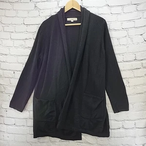Loft Sweater Womens Size M Black Open Cardigan Swing Duster With Pockets - Picture 1 of 13