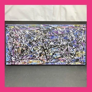 Original Modern Splatter Art Abstract Acrylic Painting 24"x12" ~ Pollock Style ~ - Picture 1 of 12