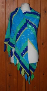 Neu, Damen, blau, gehäkelt, asymmetrisch, Schal, Achselzucken, Halstuch, Einheitsgröße - Bild 1 von 7
