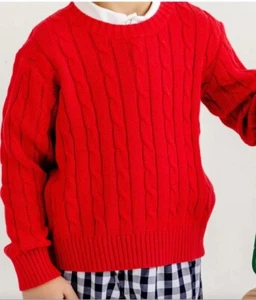 NWT Beaufort Bonnet Company Sweater Unisex Cable Knit Pullover Size 6 RED - Picture 1 of 8