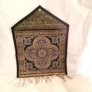 Tasca/tessuto/frangia per posta da appendere dall'India/10,5" x 14" - Foto 1 di 5