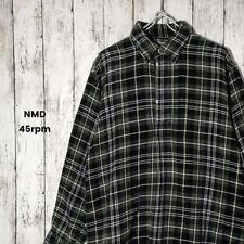 NMD 45rpm Half Button Flannel Shirt Long Sleeve Check Green size M F/S Japan