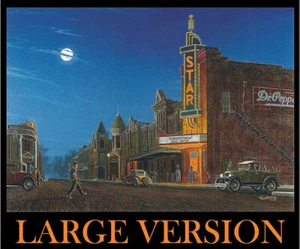 Picture Show Movie Theater Dr Pepper Model A LARGE Matted Art SIGNED by Souders - Picture 1 of 2