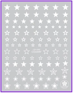 Nail Art Large Solid & Hollow White Stars Perfect 3D Art Nail Sticker CB046 - Picture 1 of 2