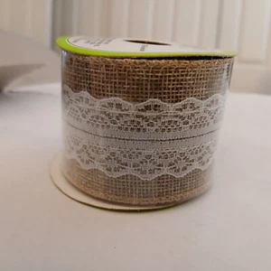 Floral Garden 9-Feet Wire Burlap Ribbon Lace 100% Polyester - Picture 1 of 4