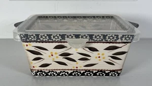 Temp-tations by Tara Old World 1 Qt Baker Dish Loaf Pan w/lid Black White Yellow - Picture 1 of 7