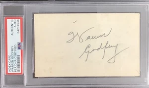 Warren Godfrey Signed Index Card NHL Hockey HOF Redwings Autograph PSA/DNA - Picture 1 of 4