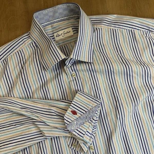 Robert Graham Button-Up Long Sleeve Dress Shirt Striped Size 17.5 36/37 TALL - Picture 1 of 9