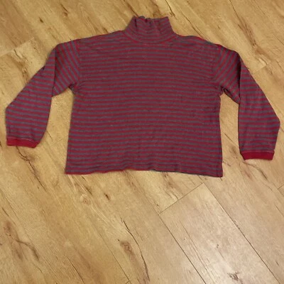Camisa Vintage Años 90 Gap Cuello Alto XXL Gris Rojo Rayas Colorblock 100 Algodón Fiji Foto 1 de 4