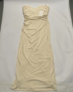 Zara trägerloses Midikleid gerafft seitlich gefüttert ecru Gr. Medium Herzausschnitt - Bild 1 von 21
