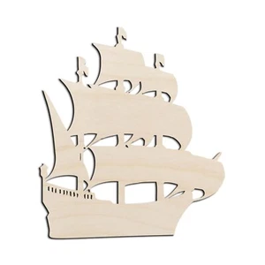 Sailing Ship Pirate Laser Cut Out Unfinished Wood Shape Craft Supply - Picture 1 of 6