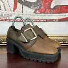 Riverstone Y2K Vintage Chunky Leather Heeled Platform Shoe Size 6.5 Brown