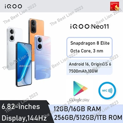 Original Vivo iQOO Neo11 5G Phone 6.82 Inch Snapdragon 8 Elite 7500mAh 100W NFC - Image 1 of 4