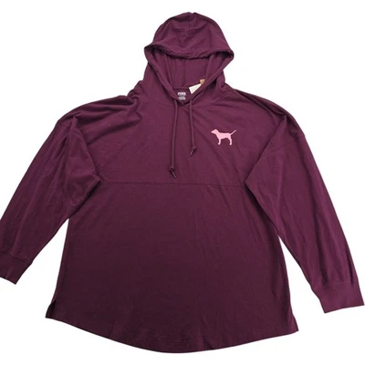 Victoria's Secret ROSA Camiseta Universitaria Sudadera con Capucha Manga Larga Granate Talla Grande Foto 1 de 4
