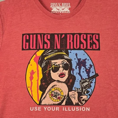 Lucky Brand Guns & Roses Shirt Mens LARGE Red Music Rock AXL ROSE SLASH NWT - Image 1 of 4