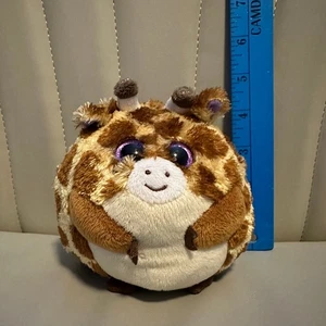 TY Beanie Ballz Tippy Giraffe Plüsch rund hellbraun braun lila Augen 5 Zoll - Bild 1 von 3