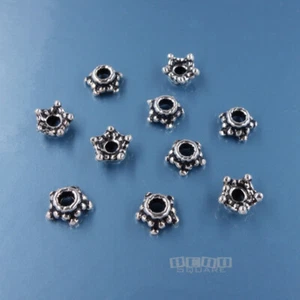 10 Oxidized Sterling Silver Textured Star Bead Cap Spacers 6mm #33872 - Picture 1 of 2