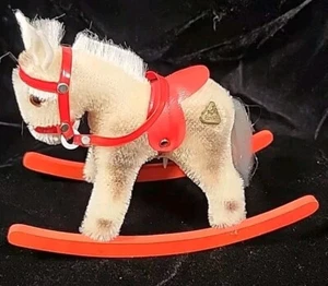 Selten Vintage Miniatur Mohair Teddy Hermann Schaukelpferd Pony Neu mit Sattel Trense - Bild 1 von 16