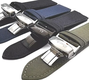 Canvas Deployment Clasp Watch Strap Band Sailcloth Field Military Mens 20mm 22mm - Picture 1 of 47