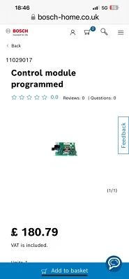 Bosch/Neff/siemens  Control Module Programmed Part Number 11029017 - Image 1 of 2