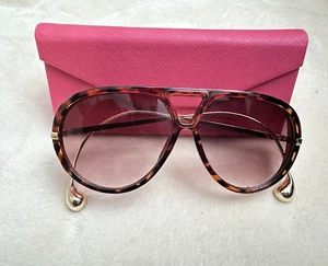 Thuli Oversized Tortoiseshell Aviator Sunglasses by MCarbon with Pink Hard Case - Picture 1 of 14
