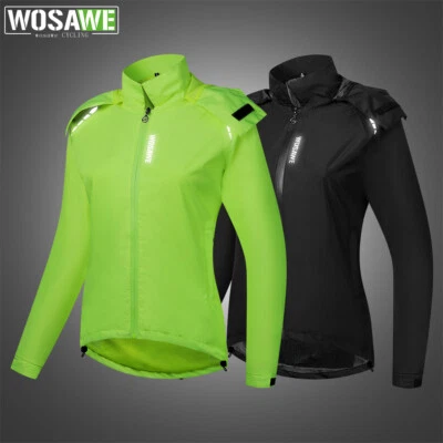 WOSAWE Women Cycling Waterproof Raincoat Motorcycle Windproof Hooded Windbreaker - Image 1 of 4