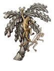 Silver/Gold Tone Clear Rhinestone Hanging Monkeys In Tree Pot Metal Brooch