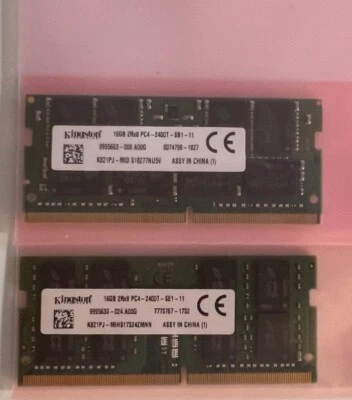 Kingston 32GB Kit (2x16GB) 2Rx8 PC4-2400T DDR4 1.2v CL17 SO-DIMM Memory K821PJ - Image 1 of 2