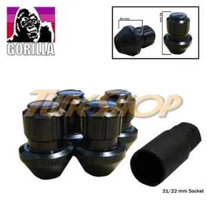 4 LOCK GORILLA LARGE SEAT FACTORY STOCK WHEELS LUG NUTS 14X1.5 M14 RIMS BLACK - Picture 1 of 2