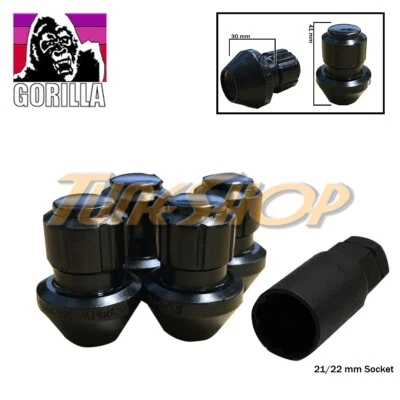 4 LOCK GORILLA LARGE SEAT FACTORY STOCK WHEELS LUG NUTS 14X1.5 M14 RIMS BLACK  - Image 1 of 2