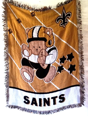 New Orleans Saints NFL Teddy Bear Football Baby Blanket Throw Northwest Company Cover