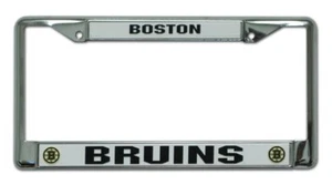 Boston Bruins License Plate FRAME LASER CUT CHROME Man Cave Must Have Real Deal - Picture 1 of 1