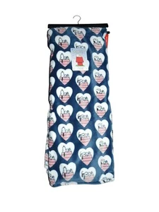 Snoopy Throw Blanket Peanuts Valentines Day Lazy Snoopy Blue Oversized Hearts - Picture 1 of 3