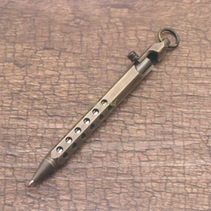 Handmade Six-Edge Brass Pen Practical Ballpoint Pen Pocket Keychain EDC Pen - Picture 1 of 11