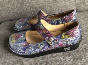 Alegria Paloma Blue Bubbles Iridescent Leather Mary Jane Shoes Sz EU38/US 8-8.5 - Picture 1 of 5