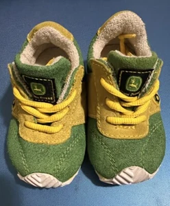 John Deere Baby Tennis Shoes Green And Yellow Size 2 - Picture 1 of 10