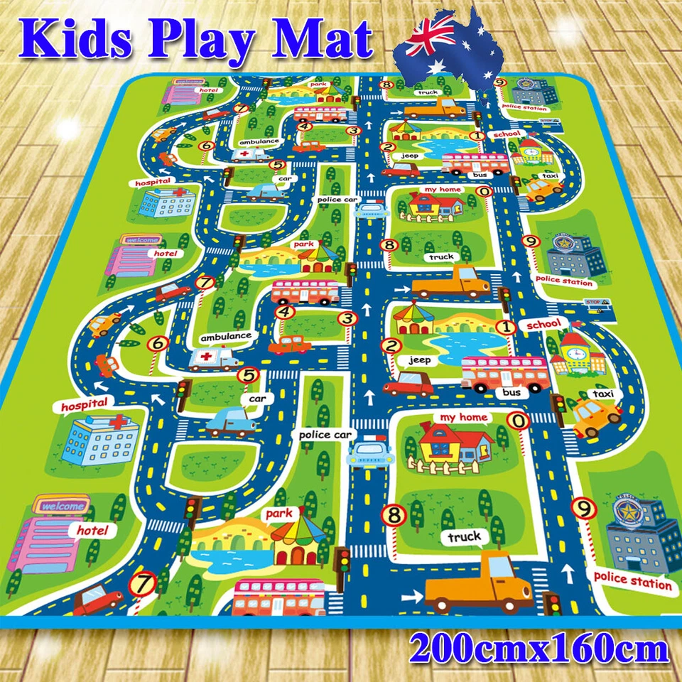 Waterproof Children's Mats Baby Kids Rug CITY Traffic Carpet Car Play Mat Track - image 1 of 4