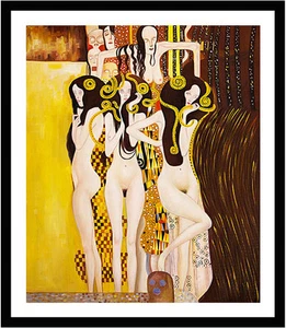 Beethoven Frieze by Gustav Klimt 75cm x 63cm Framed Black - Picture 1 of 1