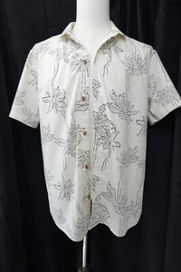 Old Navy Herren Hemd Coconut Tree Tropical Kurzarm Knopfleiste Off-White Gr. L - Bild 1 von 9