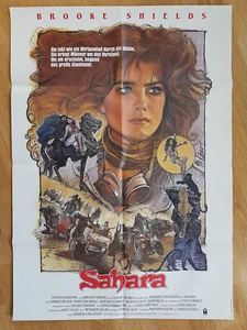 Brooke Shields SAHARA  rare vintage German 1-sheet poster  1983 Drew Struzan art - Picture 1 of 1