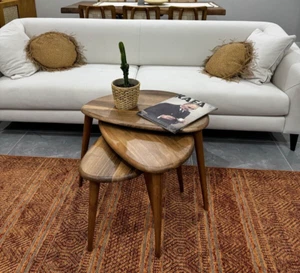 Nesting Coffee Table Set | Mid Century Modern Walnut Side Tables for Living Room - Picture 1 of 6