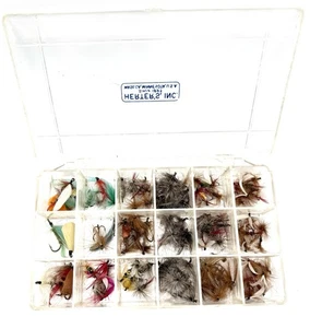 Fly Fishing Lure Lot Vintage Over 140 In Plastic Case Box Herter’s Inc MN - Picture 1 of 5
