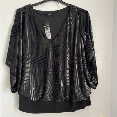 Wallis Ladies Evening/Cruise Occasion Top Black/Silver Size XL (20/22) New +Tag - Image 1 of 4