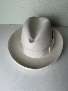 Cappello padrino Bailey 100% lana stile Homburg bianco sporco taglia media - Foto 1 di 7